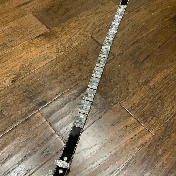 Bling Bling Chrystal belt on black leather-little hairs.  Medium size B.b Simon main image 4